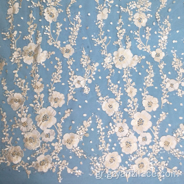 Plum Blossom Κέντημα Transapret Sequin Lace Fabric